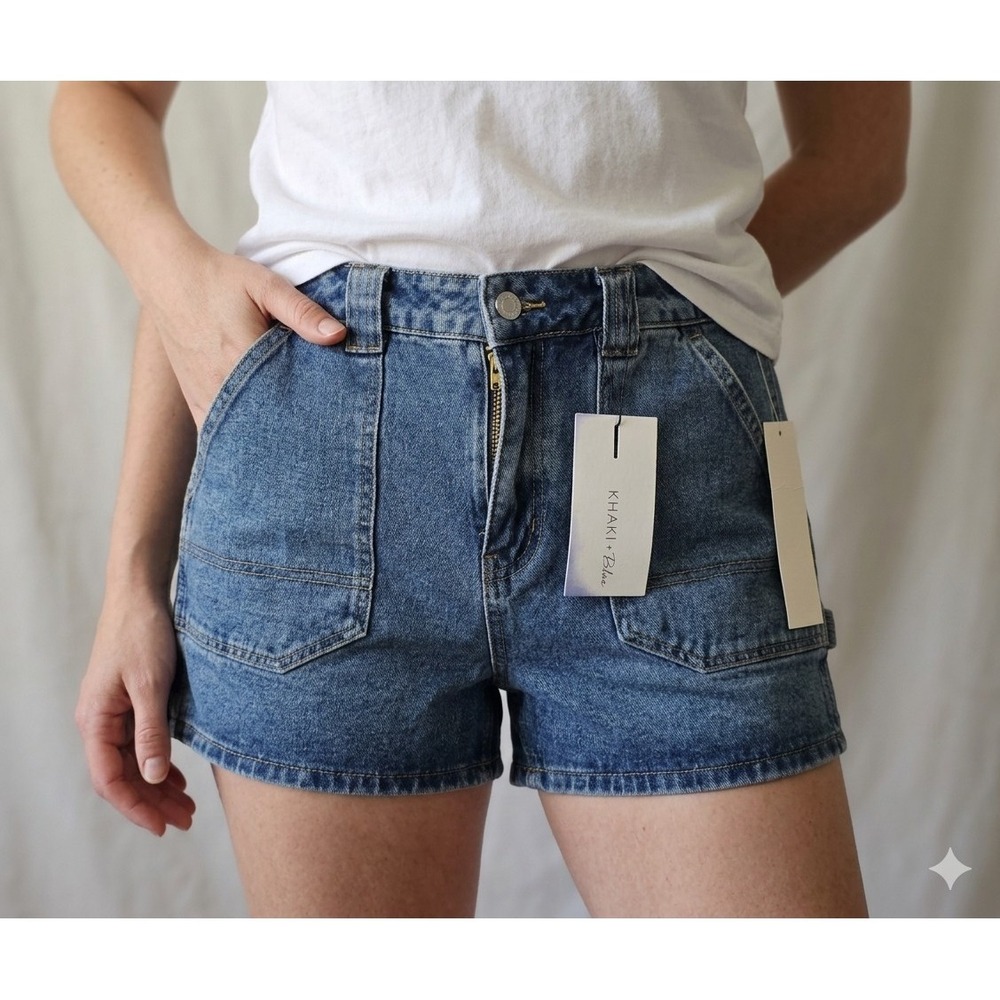 Khaki +blue Denim Women's Blue‎ Shorts Size 9/29